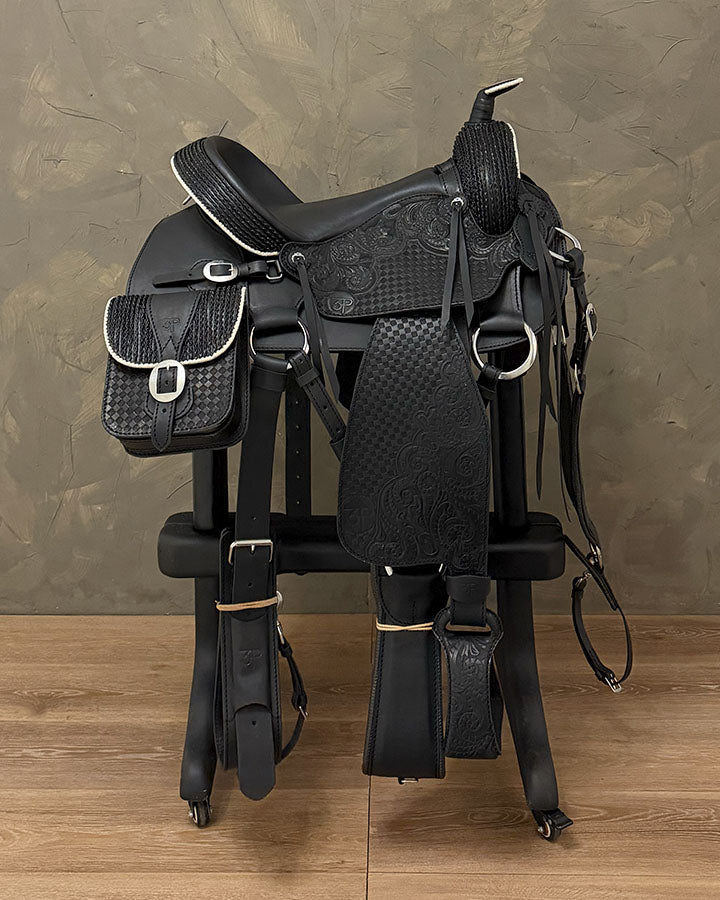 Silla Pellizcada Tallada 16" negro con blanco 6299