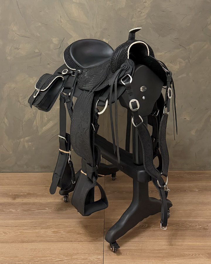 Silla Pellizcada Tallada 16" negro con blanco 6299